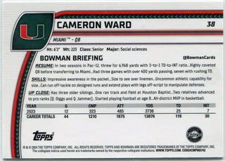 Cameron Ward 2024 Bowman Chrome University Teal Lava Refractor Card #38