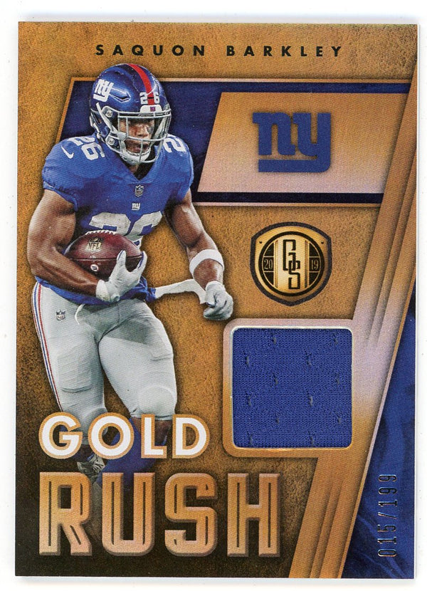 Saquon Barkley 2019 Panini Gold Standard Gold Rush Patch Relic #GR-25 Saquon Barkley 2019 Panini Gold Standard Gold Rush Patch Relic #GR-25