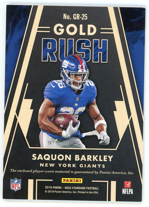 Saquon Barkley 2019 Panini Gold Standard Gold Rush Patch Relic #GR-25 Saquon Barkley 2019 Panini Gold Standard Gold Rush Patch Relic #GR-25