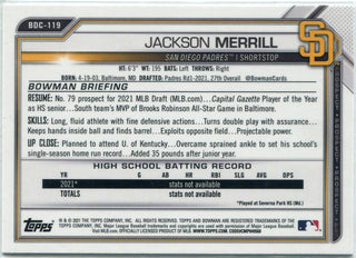 Jackson Merrill 2021 Bowman Draft Chrome RC #BDC-119