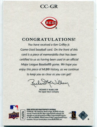 Ken Griffey Jr 2008 Upper Deck Masterpieces Captured On Canvas 2 Color Jersey Card #CC-GR