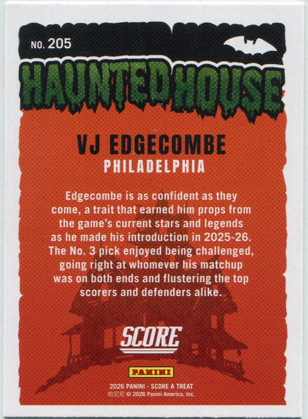 VJ Edgecombe 2026 Panini Score A Treat Haunted House Pumpkin Parallel Card #205