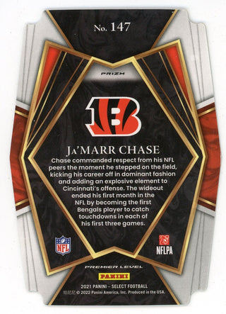 Ja'Marr Chase 2021 Panini Select Premier Level Rookie Card Yellow/Red/Green #147
