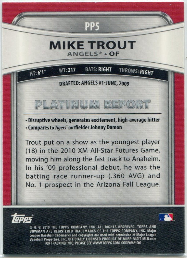 Mike Trout 2010 Bowman Platinum RC #PP5