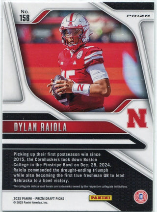 Dylan Raiola 2025 Panini Prizm Draft Picks Rated Prospect Purple Wave Prizm RC #158