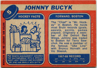 Johnny Bucyk 1968 - 1969 Topps Card #5