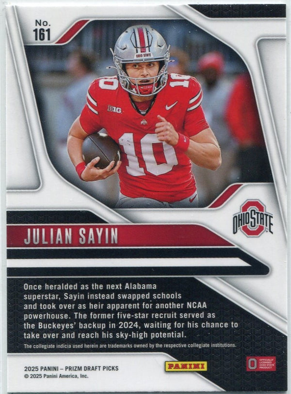 Julian Sayin 2025 Panini Prizm Draft Picks Rated Prospect RC #161