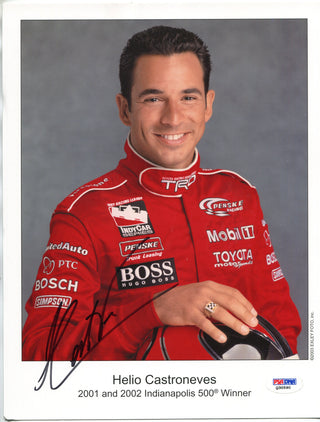 Helio Castroneves Autographed 8x10 Photo Card (PSA)