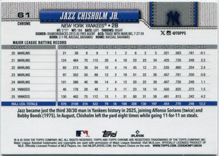 Jazz Chisholm Jr 2026 Topps Chrome Baseball Seams Refractor Card #61