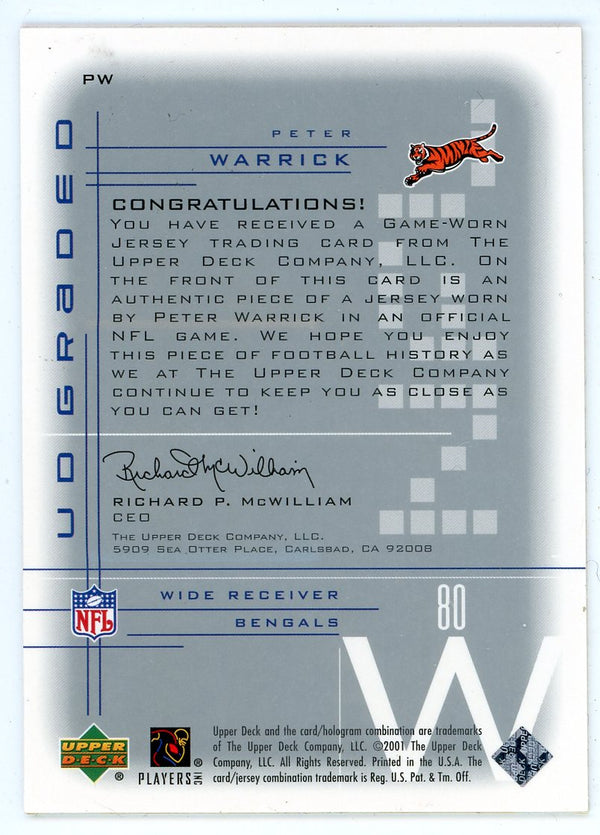 Peter Warrick 2001 Upper Deck Graded Patch Relic #PW