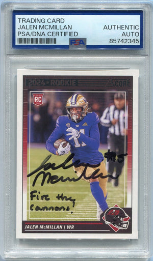 Jalen McMillan 2024 Panini Score Autographed RC #380 PSA/DNA Certified