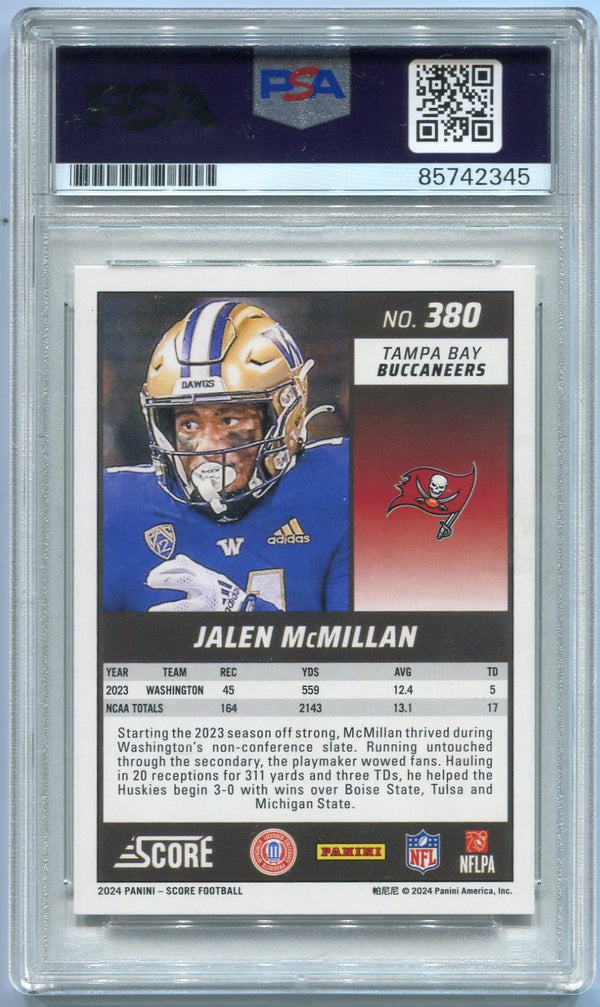 Jalen McMillan 2024 Panini Score Autographed RC #380 PSA/DNA Certified