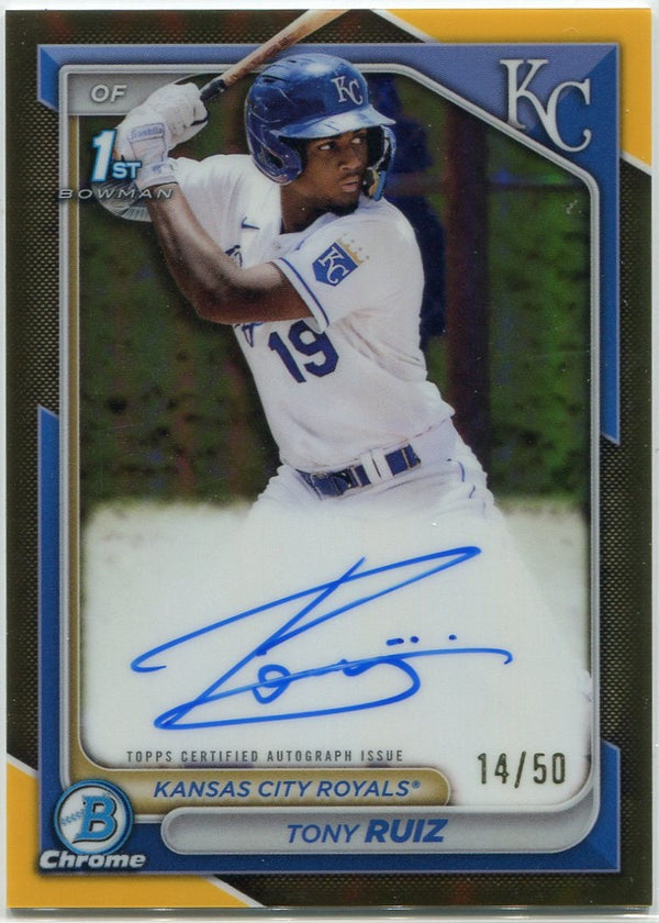 Tony Ruiz 2024 Bowman Chrome Prospects 1st Bowman Card AUTO Gold Refractor RC 14/50