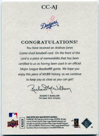 Andruw Jones 2008 Upper Deck Masterpieces Captured On Canvas Jersey Card #CC-AJ