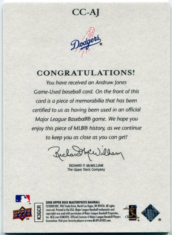 Andruw Jones 2008 Upper Deck Masterpieces Captured On Canvas Jersey Card #CC-AJ