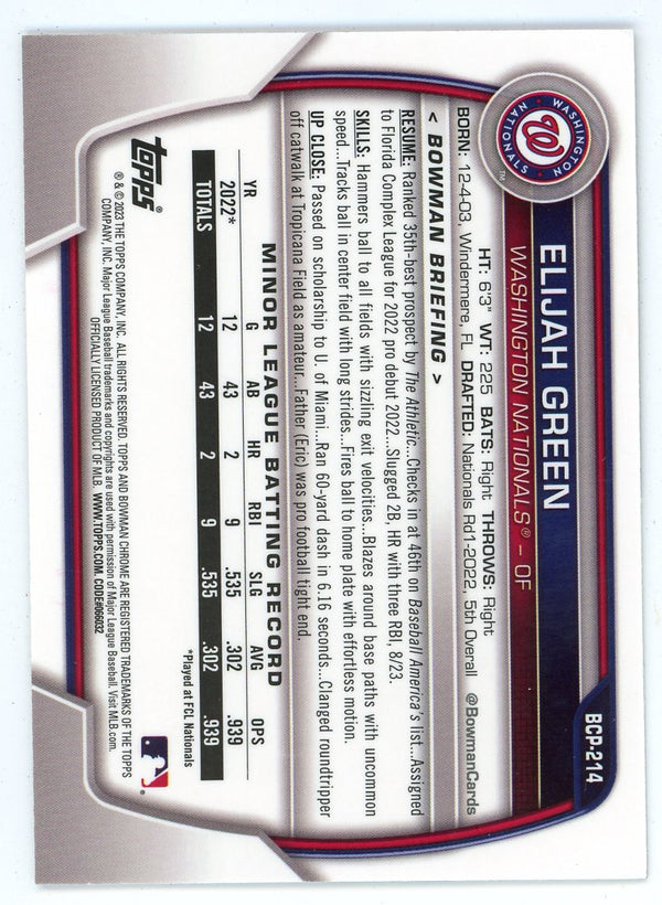 Elijah Green 2023 Topps Bowman Chrome #BCP-214