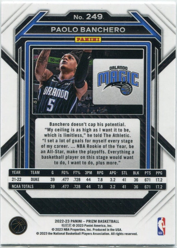 Paolo Banchero 2022 - 2023 Panini Prizm RC #249
