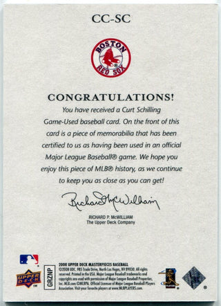 Curt Schilling 2008 Upper Deck Masterpieces Captured On Canvas Jersey Card #CC-SC