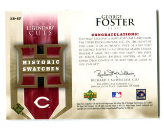 George Foster Upper Deck 2004 SP Legendary Cuts #HSGF Card