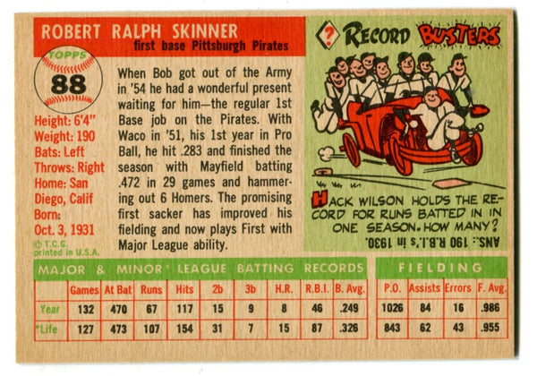 Bob Skinner 1955 Topps #88 Card