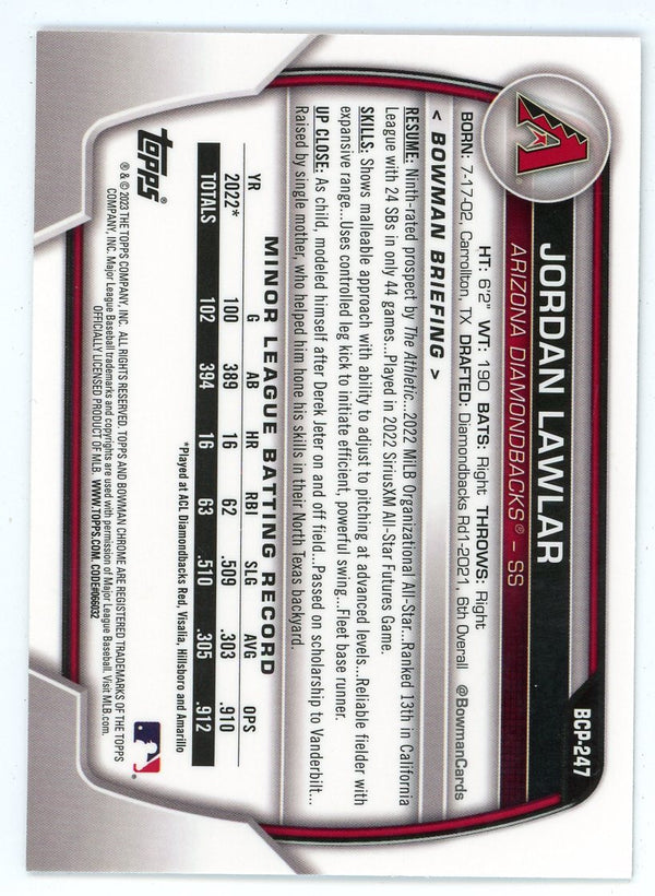 Jordan Lawlar 2023 Topps Bowman Chrome #BCP-247