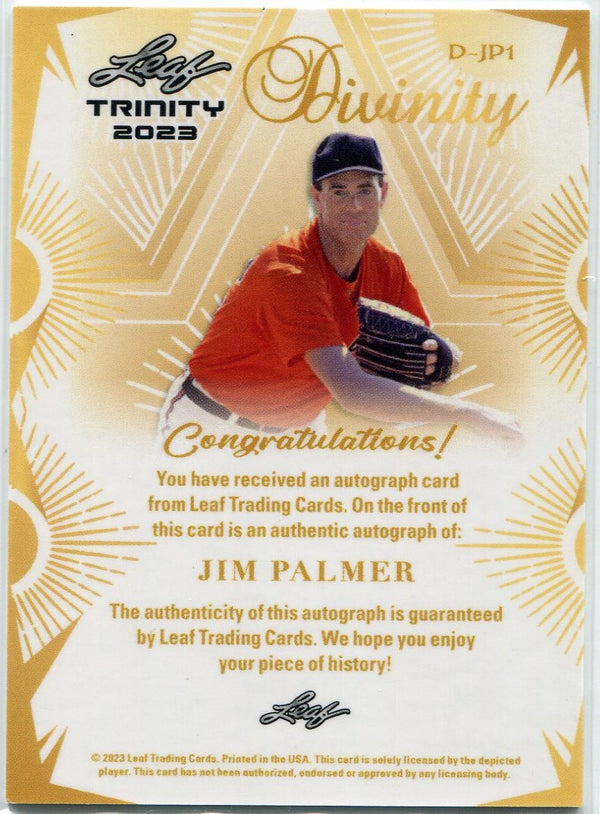 Jim Palmer 2023 Leaf Trinity Divinity AUTO Gold Card #D-JP1 1/10