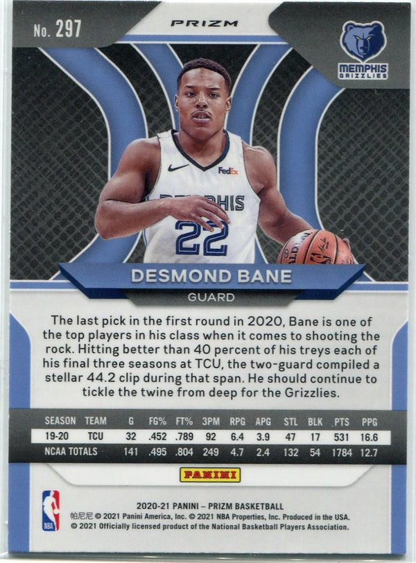 Desmond Bane 2020 - 2021 Panini Prizm Silver Prizm RC #297