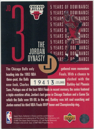 Michael Jordan 1997 - 1998 Upper Deck Collector's Choice The Jordan Dynasty Card #JD3 19413/23,000
