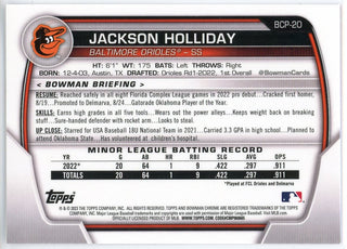 Jackson Holliday 2023 Bowman Chrome Card #BCP-20