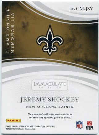 Jeremy Shockey 2025 Panini Immaculate Collection Championship Memorabilia Jersey Card #CM-JSY 84/99