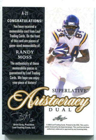 Randy Moss 2023 Leaf Superlative Aristocracy #A21 Patch Card