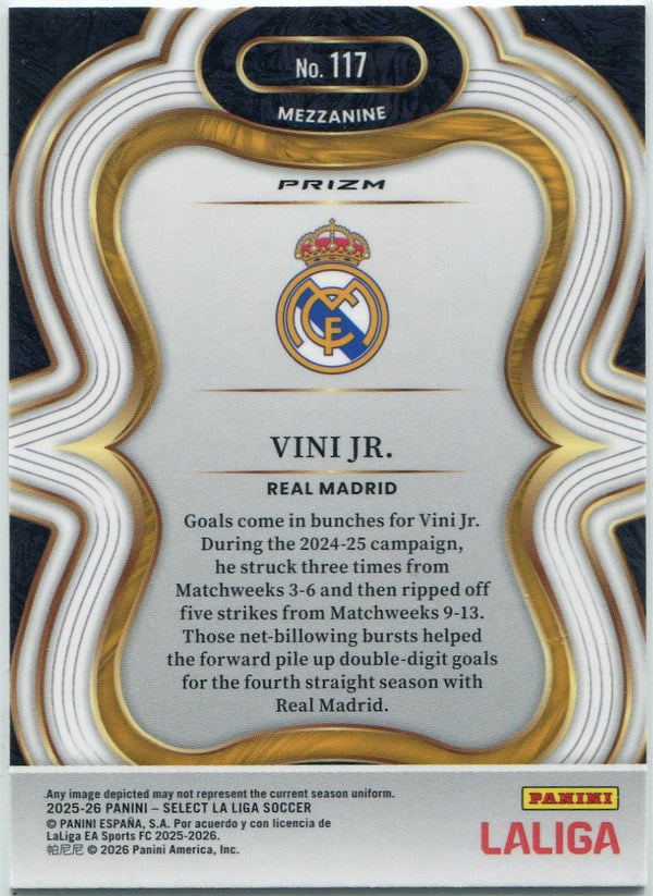 Vinicius Jr. 2025 - 2026 Panini Select LaLiga Green Cracked Ice Prizm Card #117
