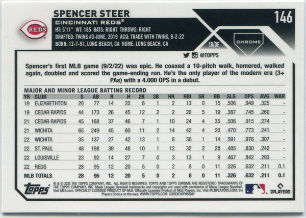 Spencer Steer 2023 Topps Chrome Logofractor RC #146