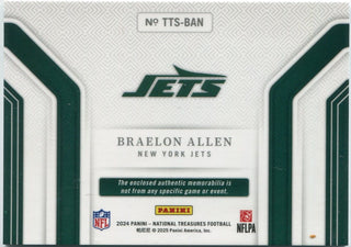 Braelon Allen 2024 Panini National Treasures Tremendous Treasures 3 Color Patch RC #TTS-BAN 8/10