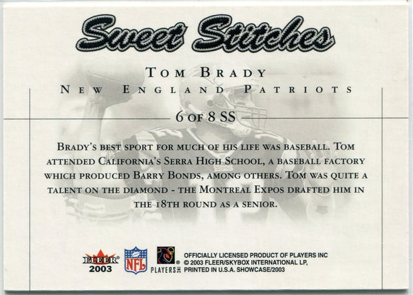 Tom Brady 2003 Fleer Sweet Stitches Card #6