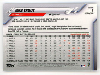 Mike Trout 2020 Topps Chrome Refractor #1 Card