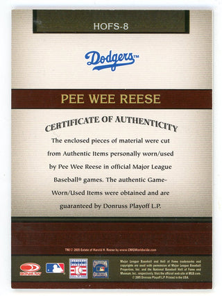 Pee Wee Reese 2005 Donruss Greats HOF Souvenirs Patch/Bat Relic #HOFS-8