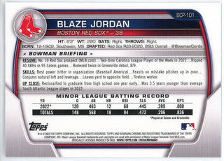 Blaze Jordan 2023 Bowman Chrome Card #BCP-101