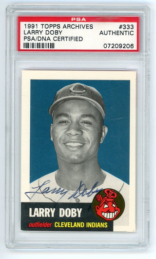Larry Doby 1991 Topps Autographed Archives #333 PSA Authentic