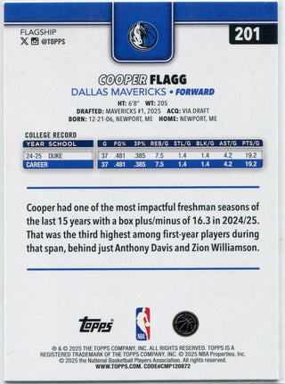 Cooper Flagg 2025 - 2026 Topps RC #201