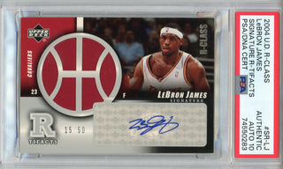 LeBron James Autographed 2004 Upper Deck R-Class Signature R-Tifacts Card #SR-LJ (PSA)