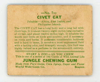 Civet Cat Jungle Chewing Gum #7 Card