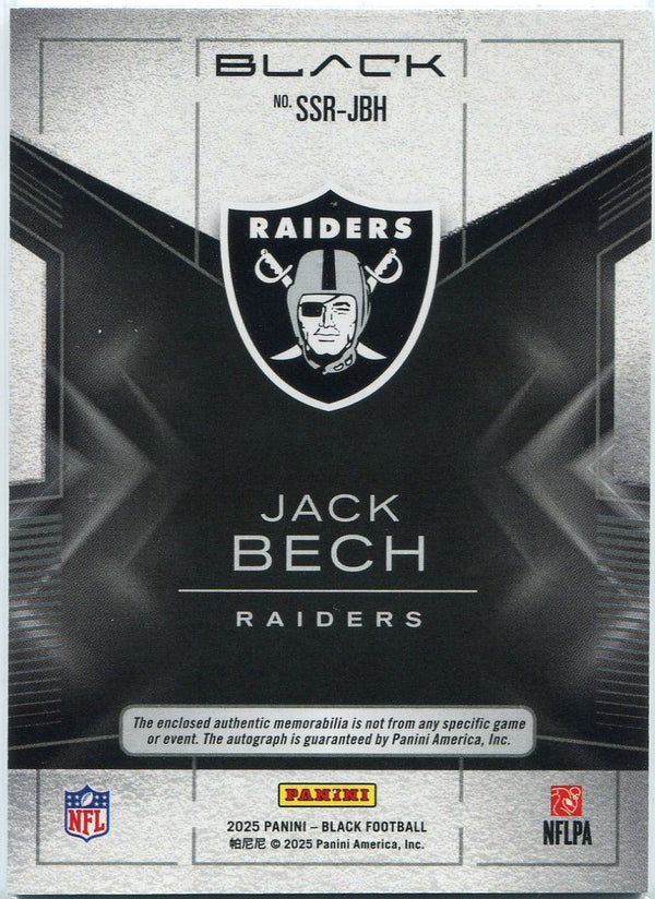 Jack Bech 2025 Panini Black Sizeable Signatures 3 Color Patch & Autographed RC #SSR-JBH 25/50