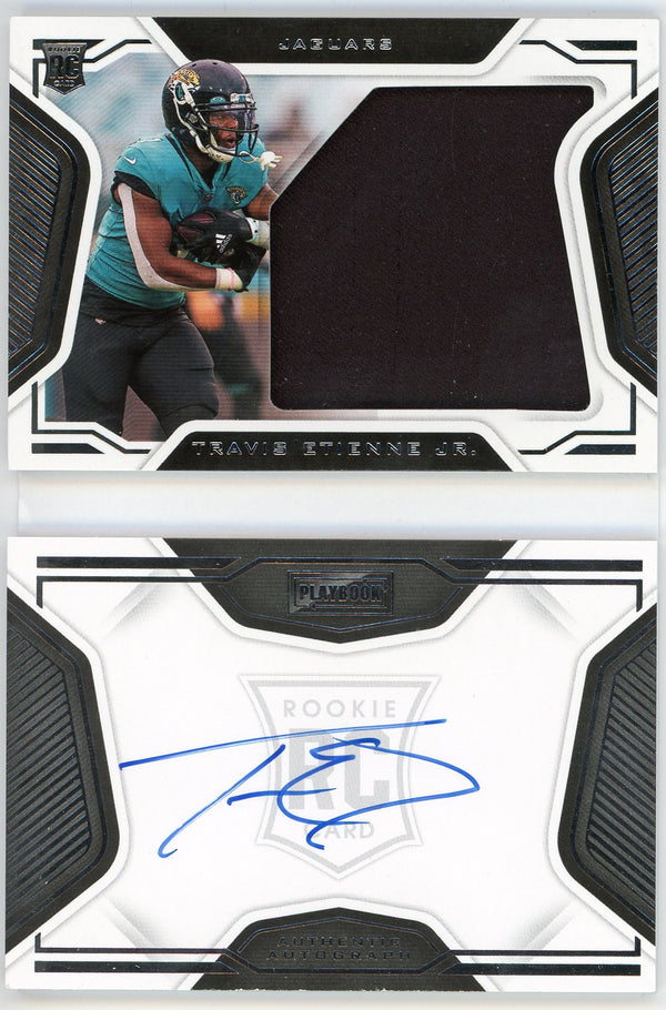 Travis Etienne Jr. 2021 Panini Playbook Autographed Patch Relic Rookie Card #208
