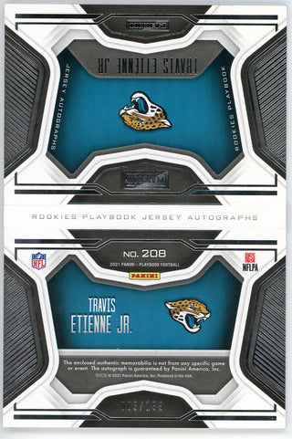 Travis Etienne Jr. 2021 Panini Playbook Autographed Patch Relic Rookie Card #208