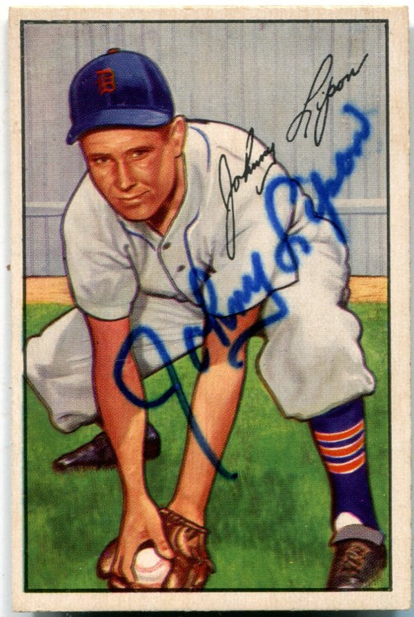 Johnny Lipon 1952  Bowman #163 Autographed card