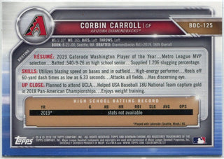 Corbin Carroll 2019 Bowman Draft Chrome RC #BDC-125