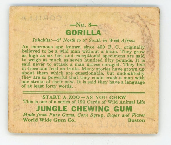 Gorilla Jungle Chewing Gum #8 Card