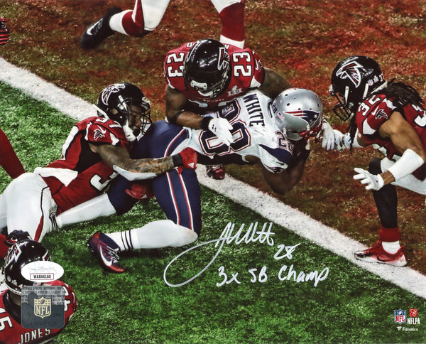 James White "3x SB Champ" Autographed 8x10 Photo (JSA)