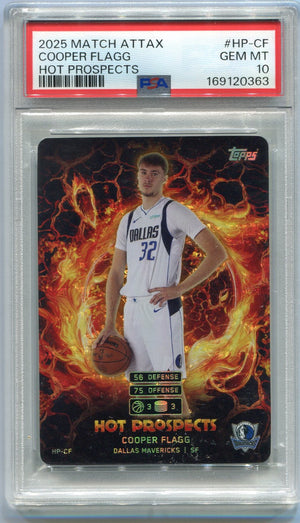 Cooper Flagg 2025 - 2026 Topps Match Attax Hot Prospects RC #HP-CF PSA Graded 10